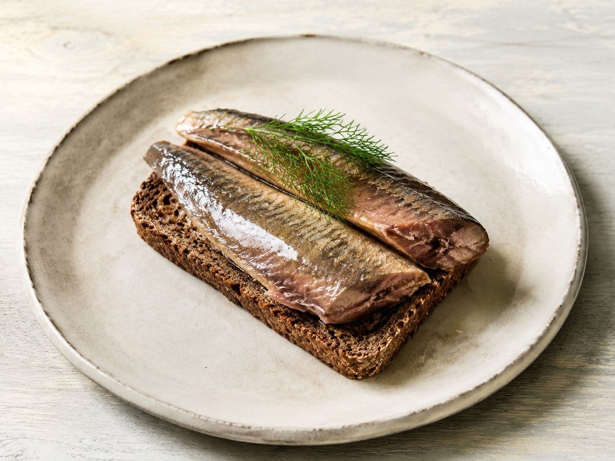 Kippers on Toast, plated as one serving.