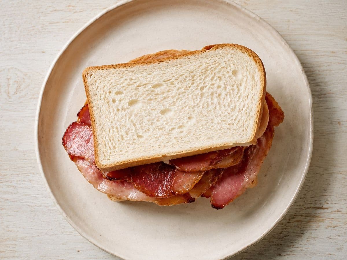 Bacon Butty, plated as one serving.