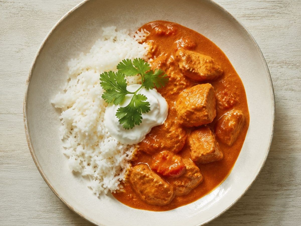Chicken Tikka Masala, plated as one serving.