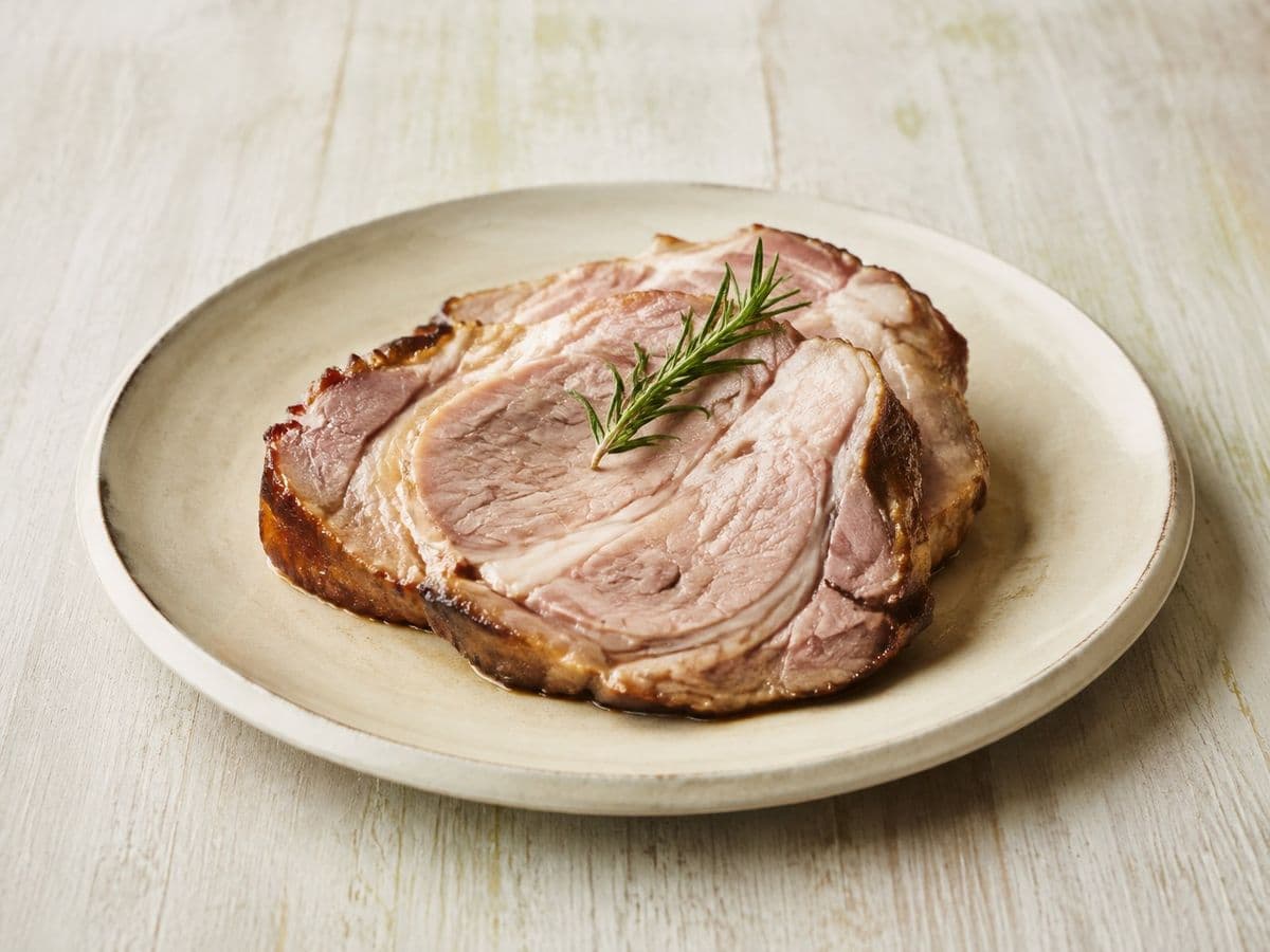Roast Gammon, plated as one serving.