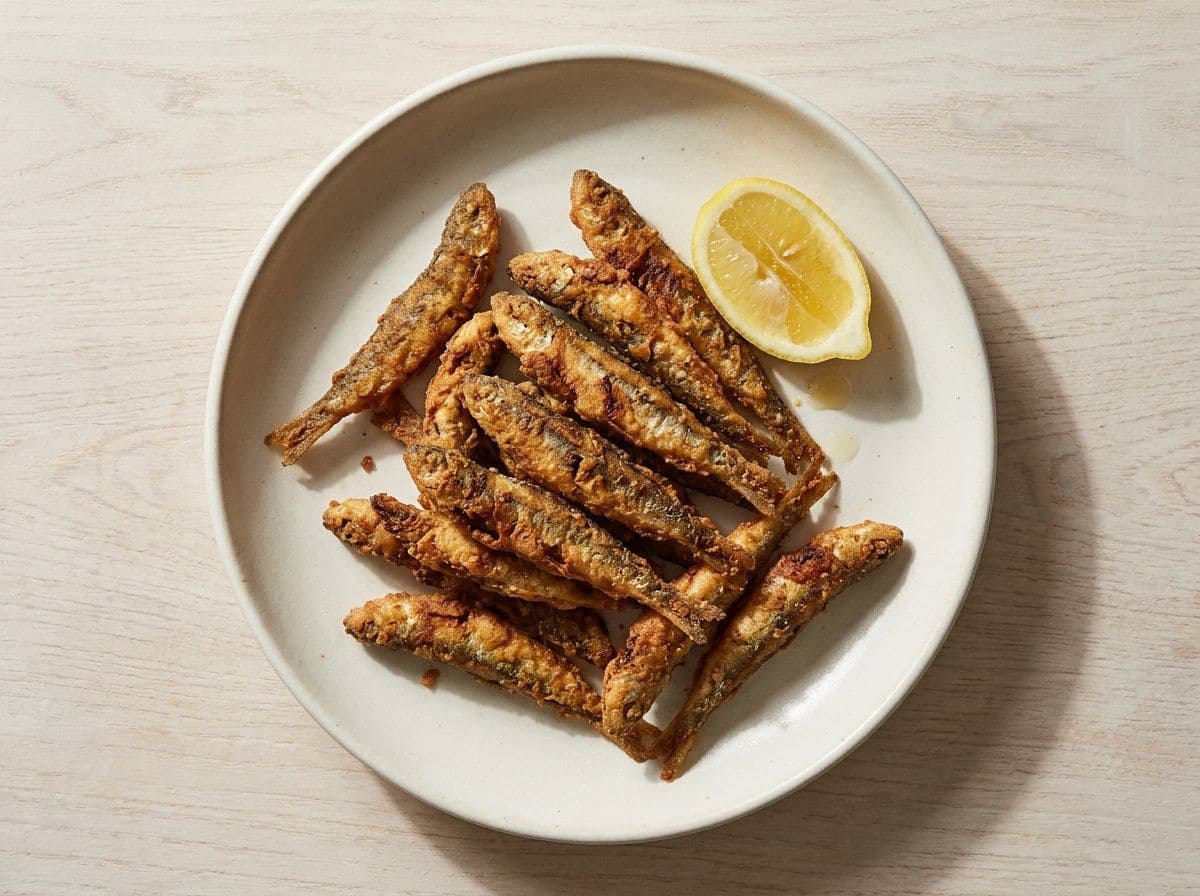 Deep-fried Whitebait, plated as one serving.