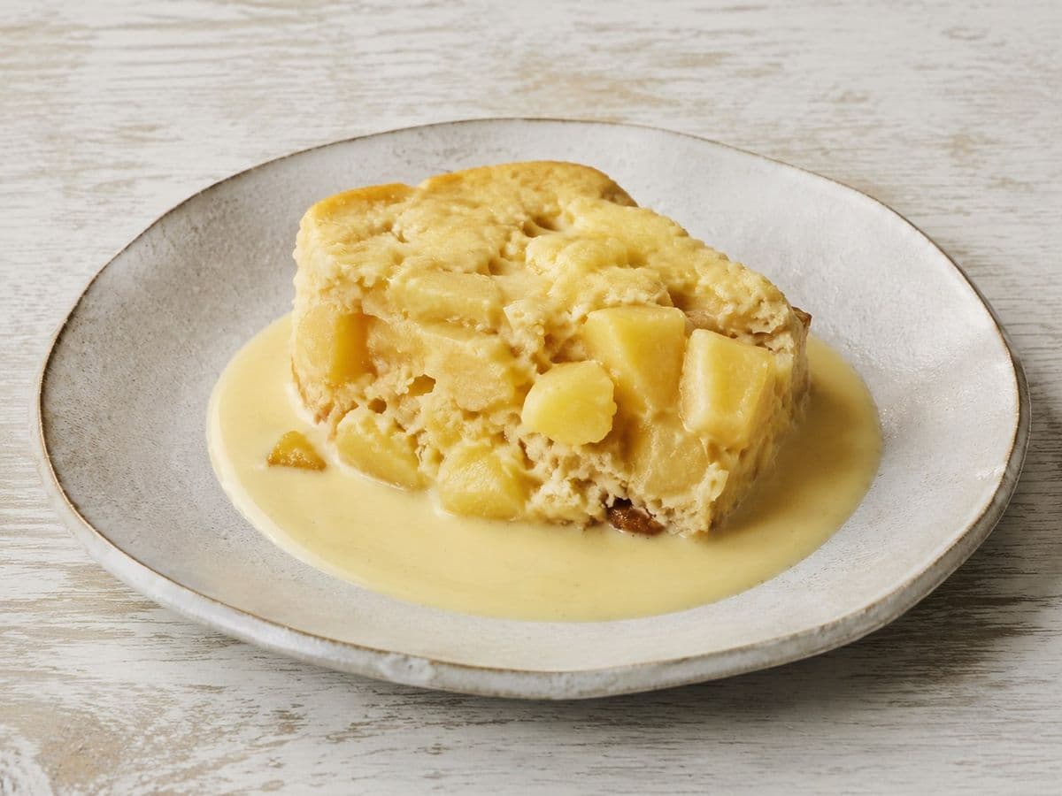 Eve's pudding, plated as one serving.