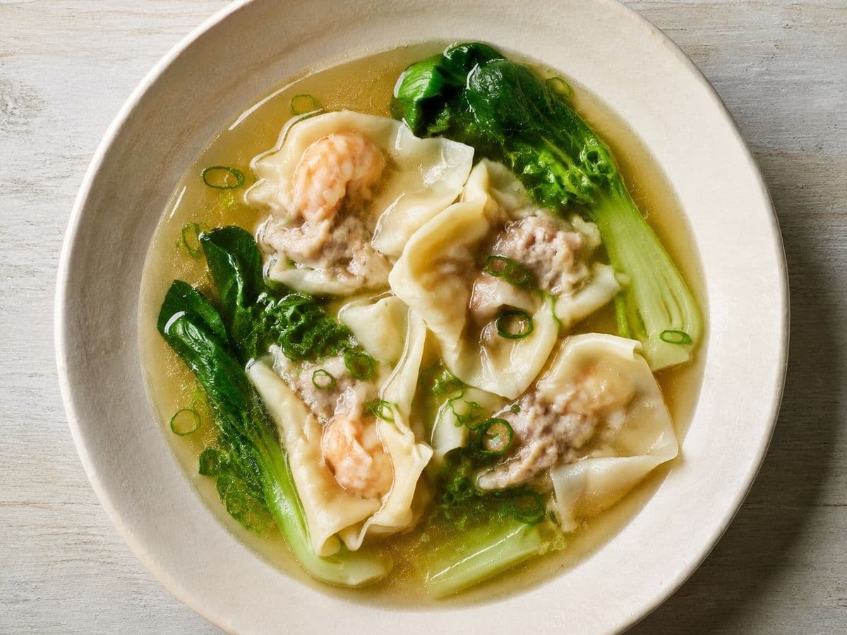 Wonton Soup, plated as one serving.