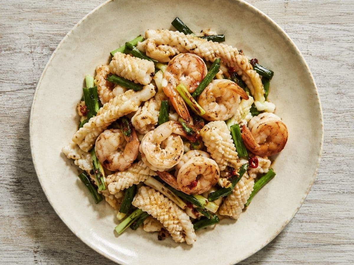 Salt and Pepper Squid, plated as one serving.