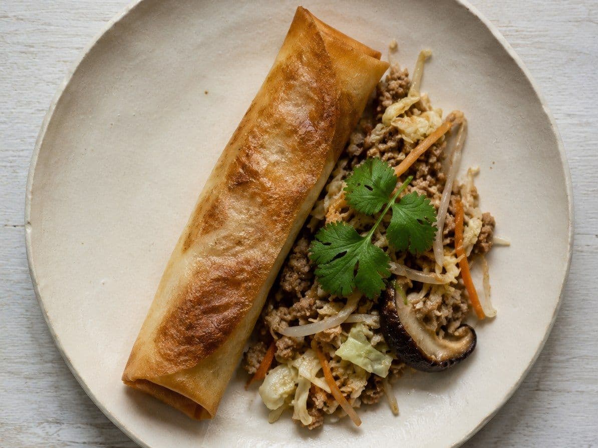 Spring Rolls, plated as one serving.