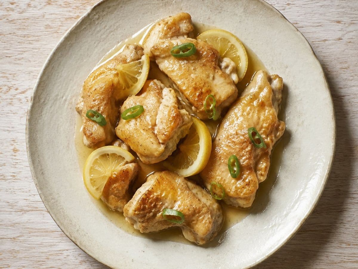 Lemon Chicken, plated as one serving.