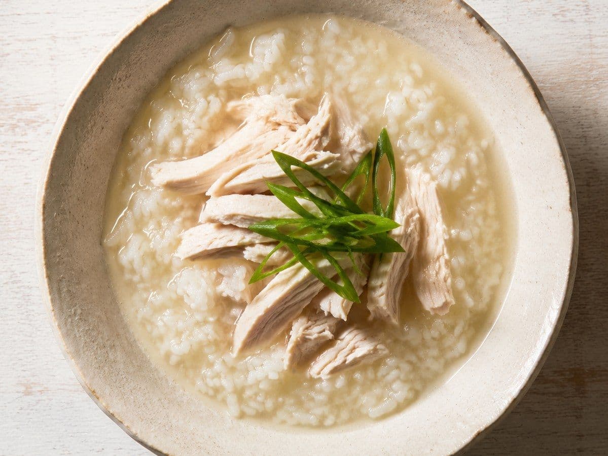 Congee, plated as one serving.