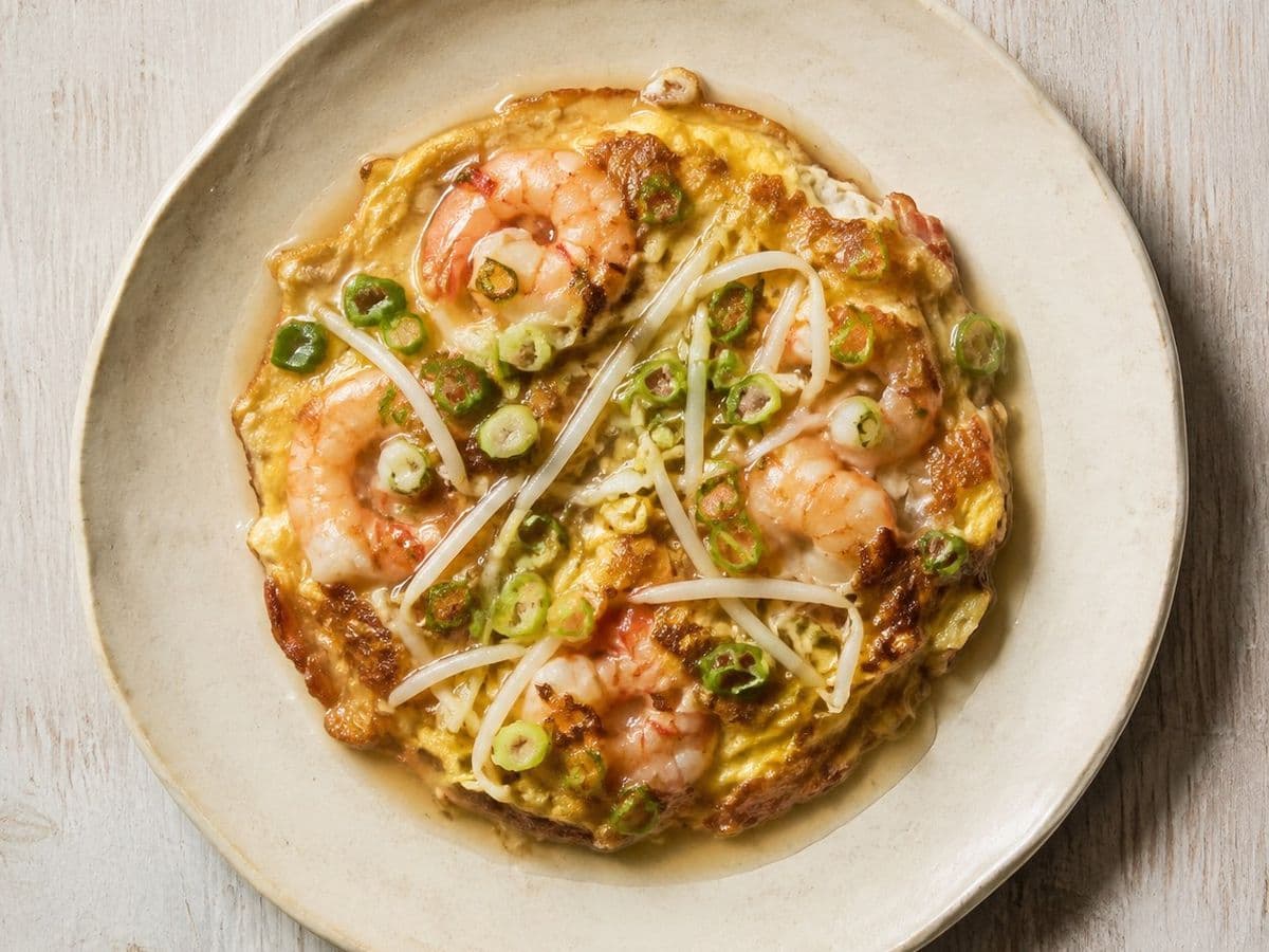 Egg Foo Young, plated as one serving.
