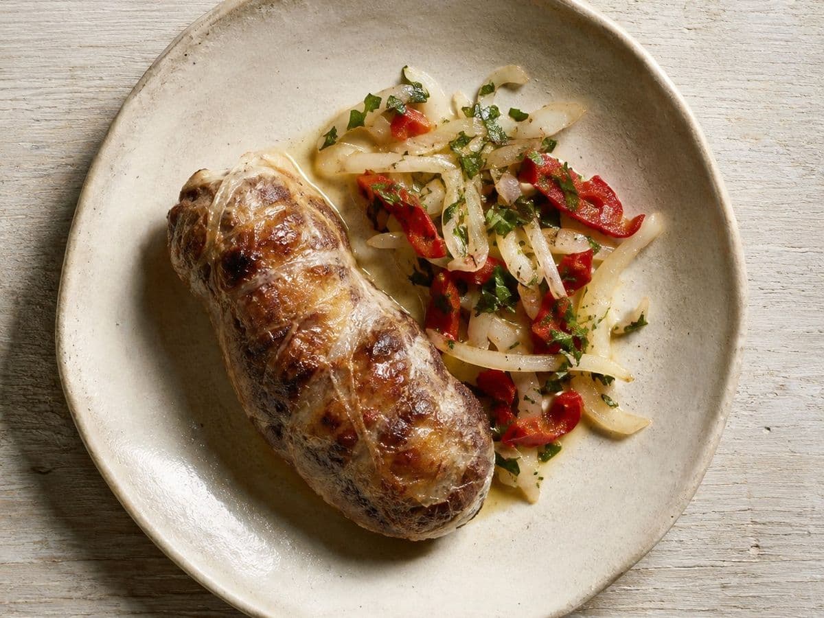 Sheftalia, plated as one serving.