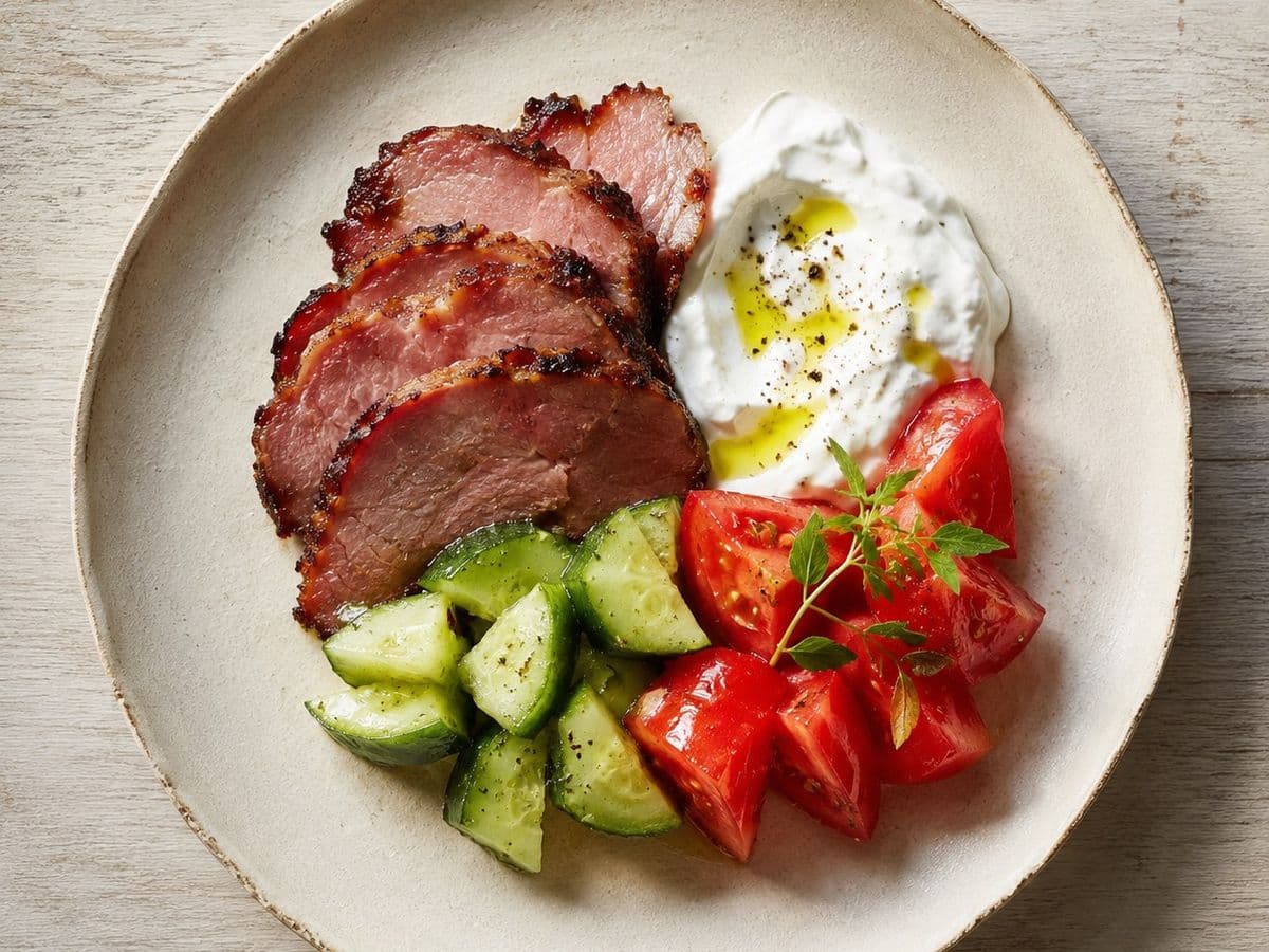 Lountza, plated as one serving.