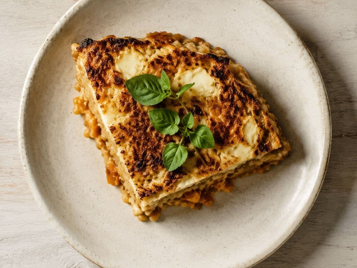 Halloumopita, plated as one serving.