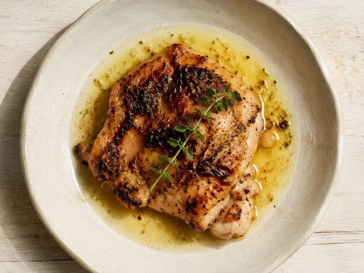 Kotopoulo sta Karvouna, plated as one serving.