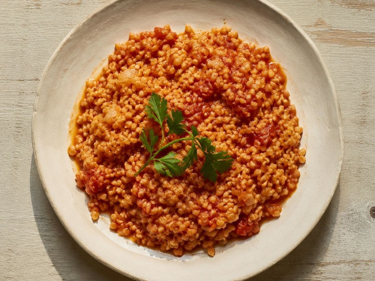 Pourgouri Pilafi, plated as one serving.