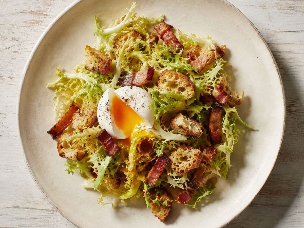 Salade Lyonnaise, plated as one serving.