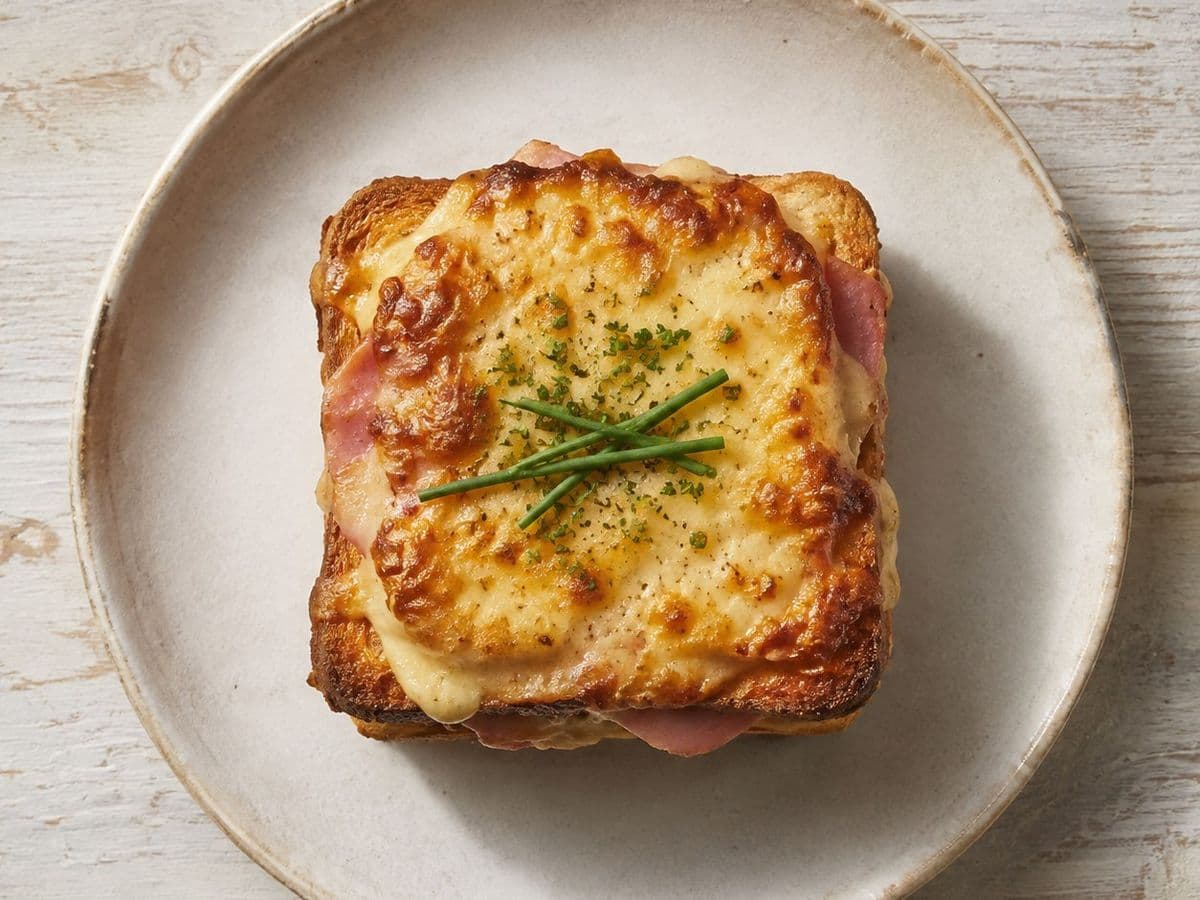 Croque Monsieur, plated as one serving.