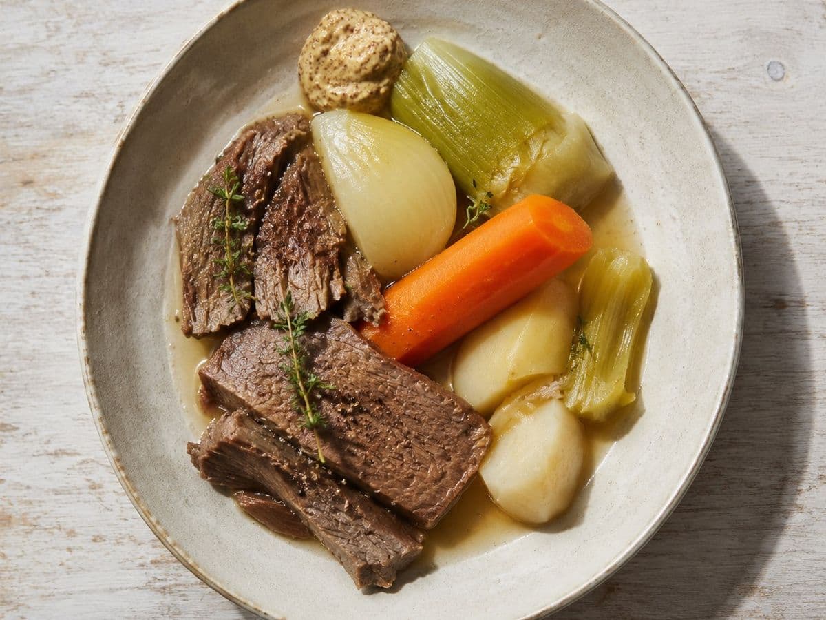 Pot au Feu, plated as one serving.