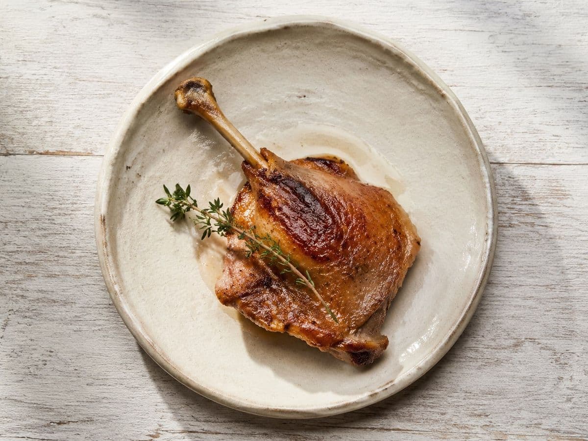 Confit de Canard, plated as one serving.