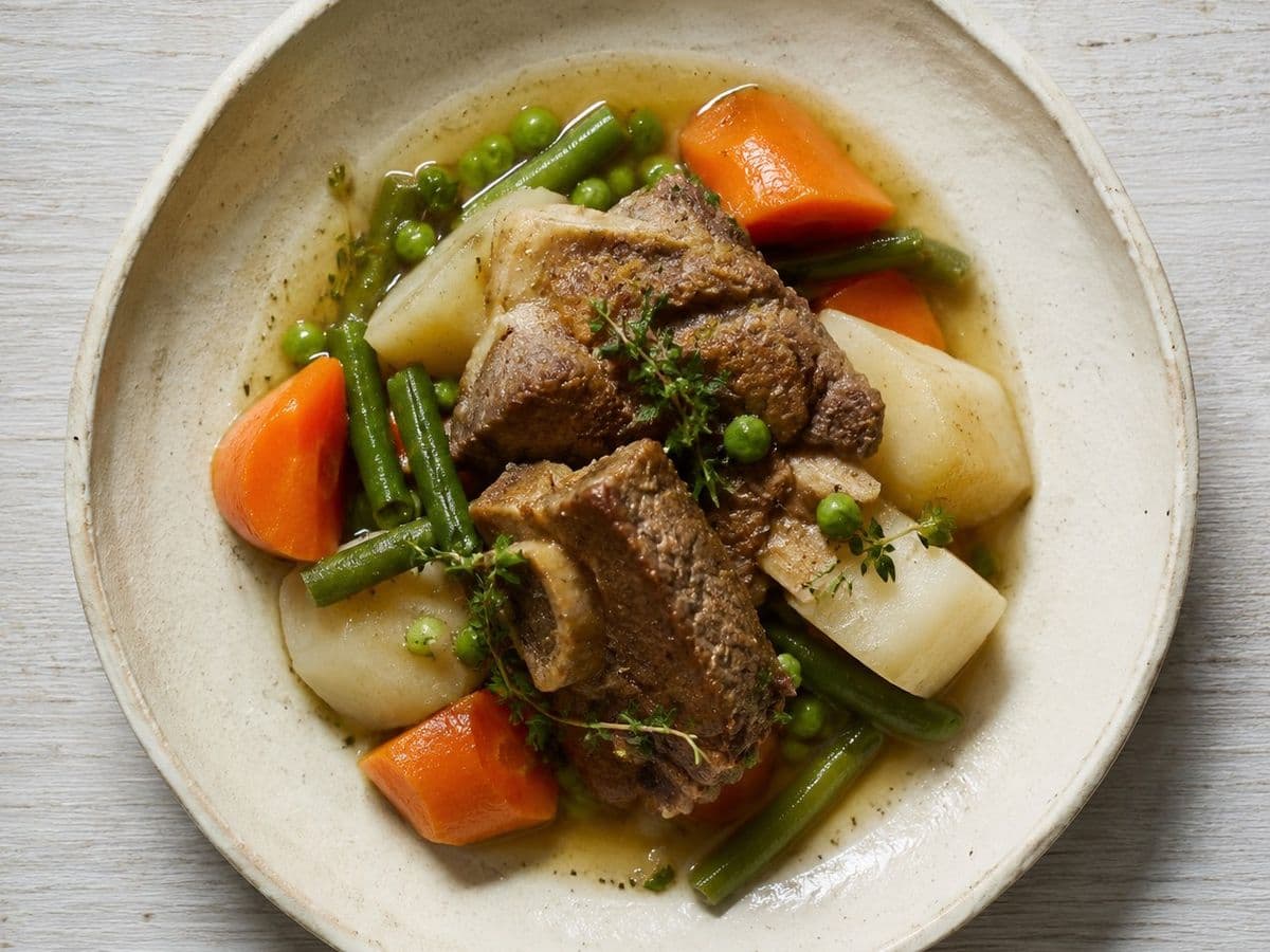 Navarin d'Agneau, plated as one serving.