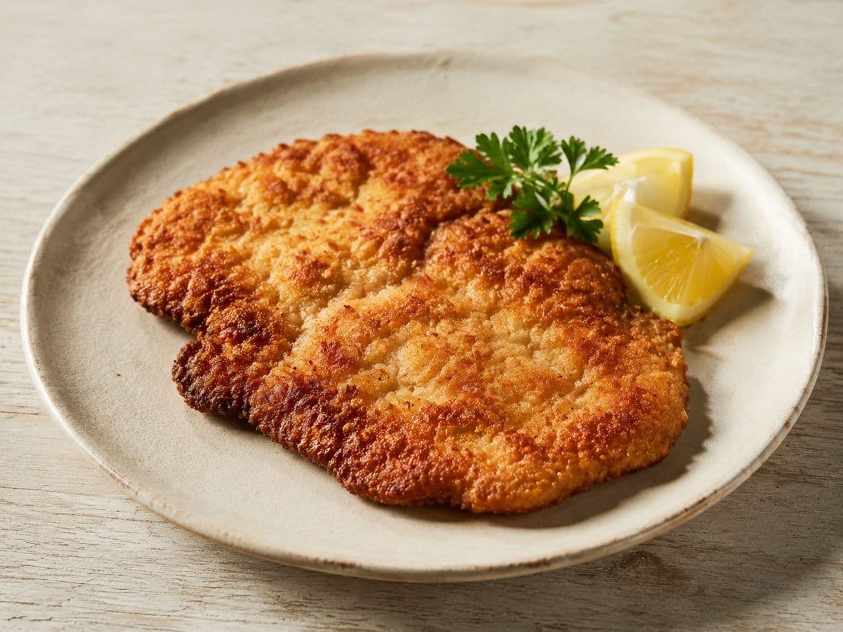 Wiener Schnitzel, plated as one serving.