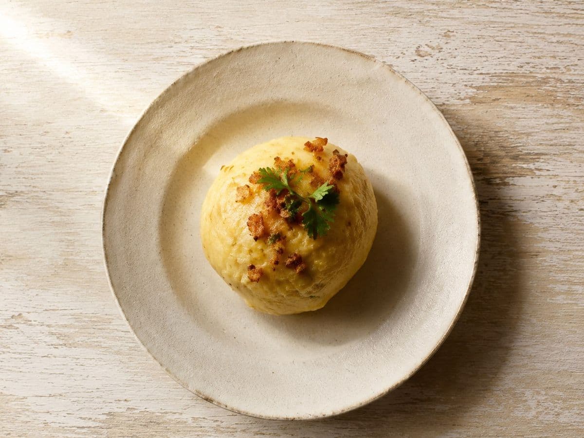 Kartoffelklosse, plated as one serving.