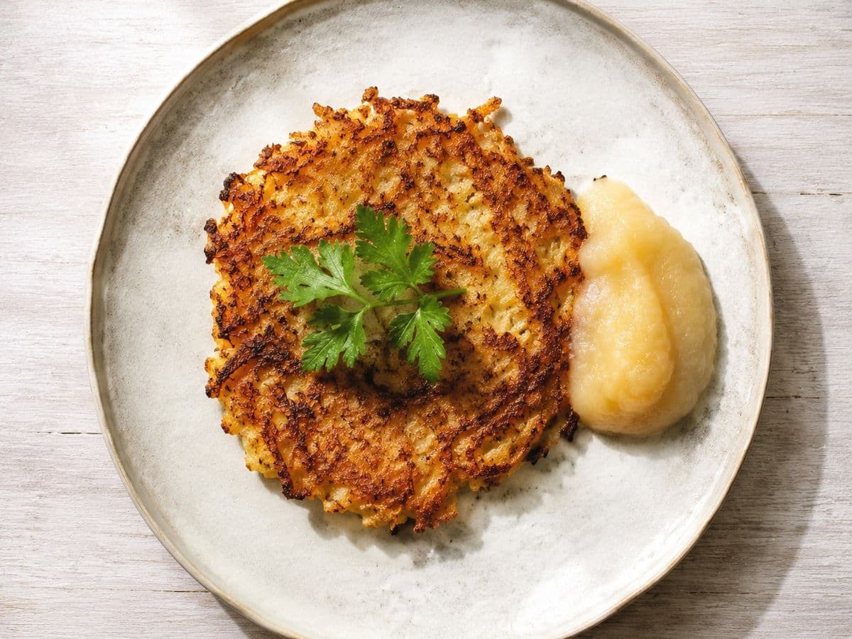 Reibekuchen, plated as one serving.