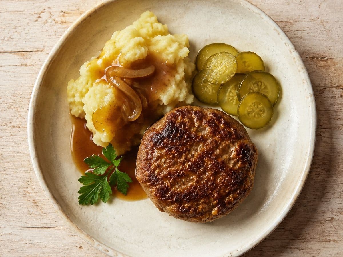 Frikadellen, plated as one serving.