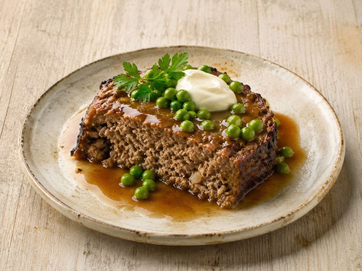 Hackbraten, plated as one serving.