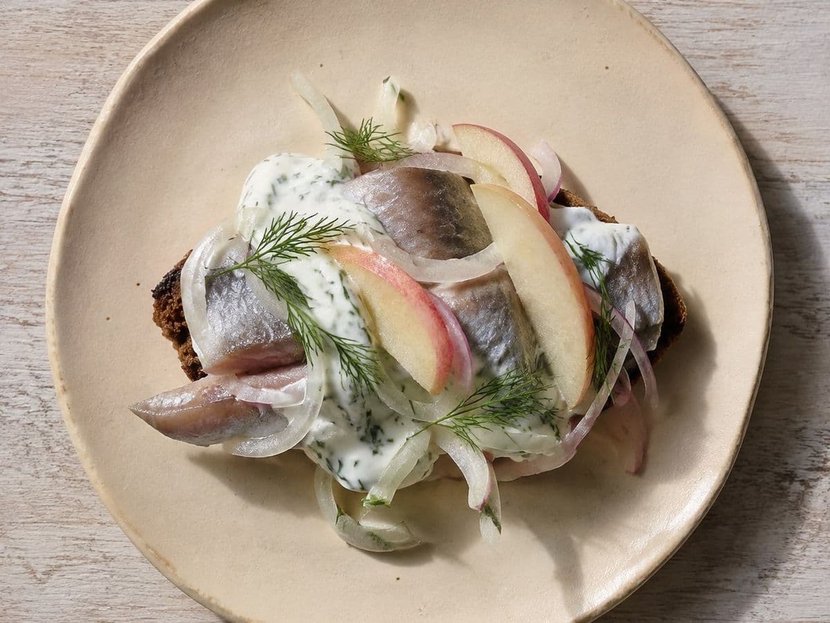 Matjes, plated as one serving.