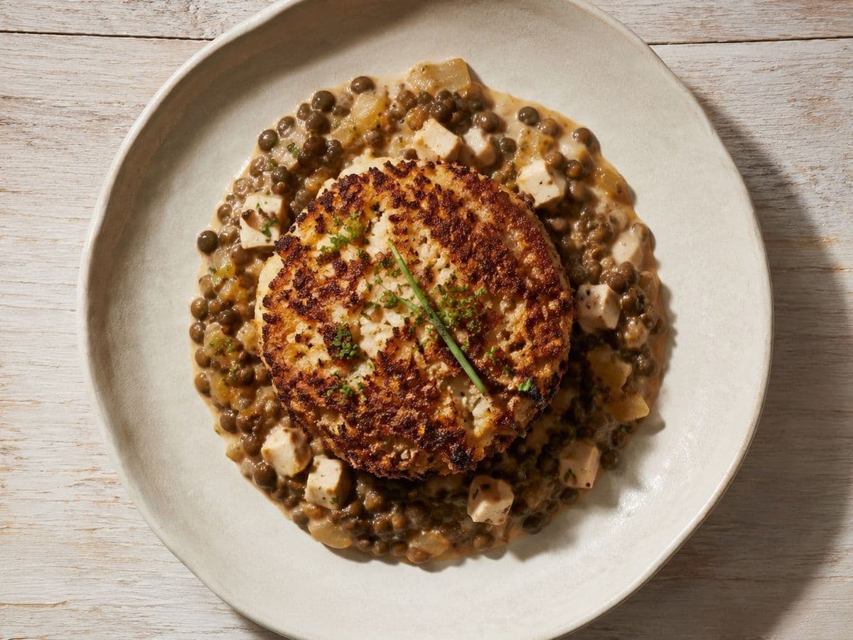 Semmelknodel, plated as one serving.