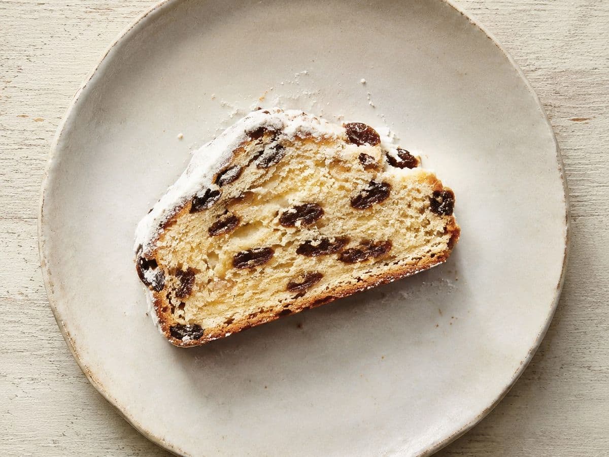 Stollen, plated as one serving.