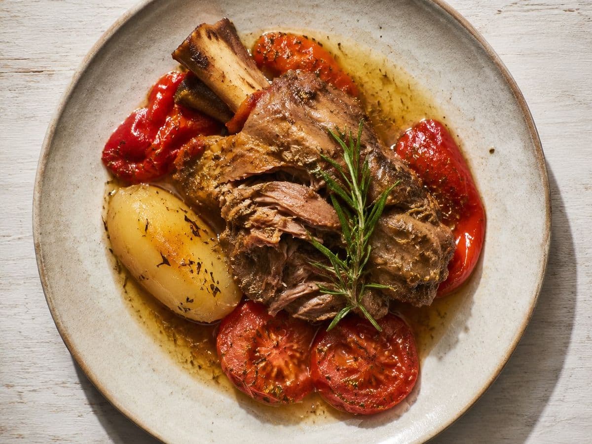 Kleftiko, plated as one serving.