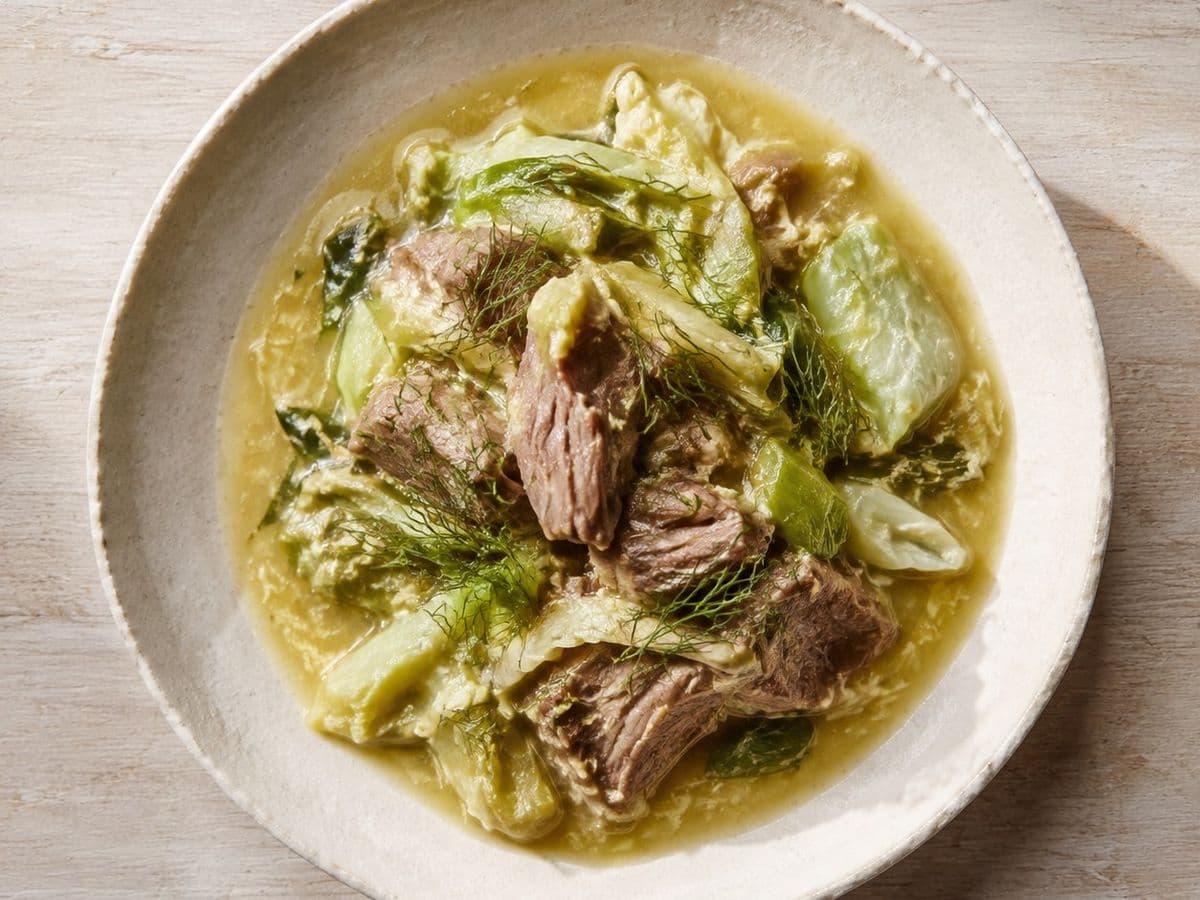 Arni Fricassee, plated as one serving.