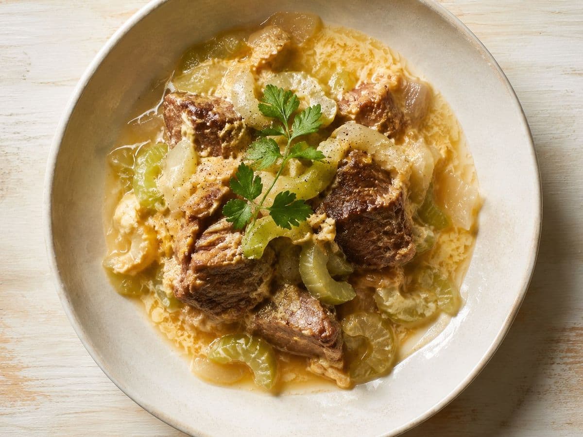 Chirino me Selino, plated as one serving.