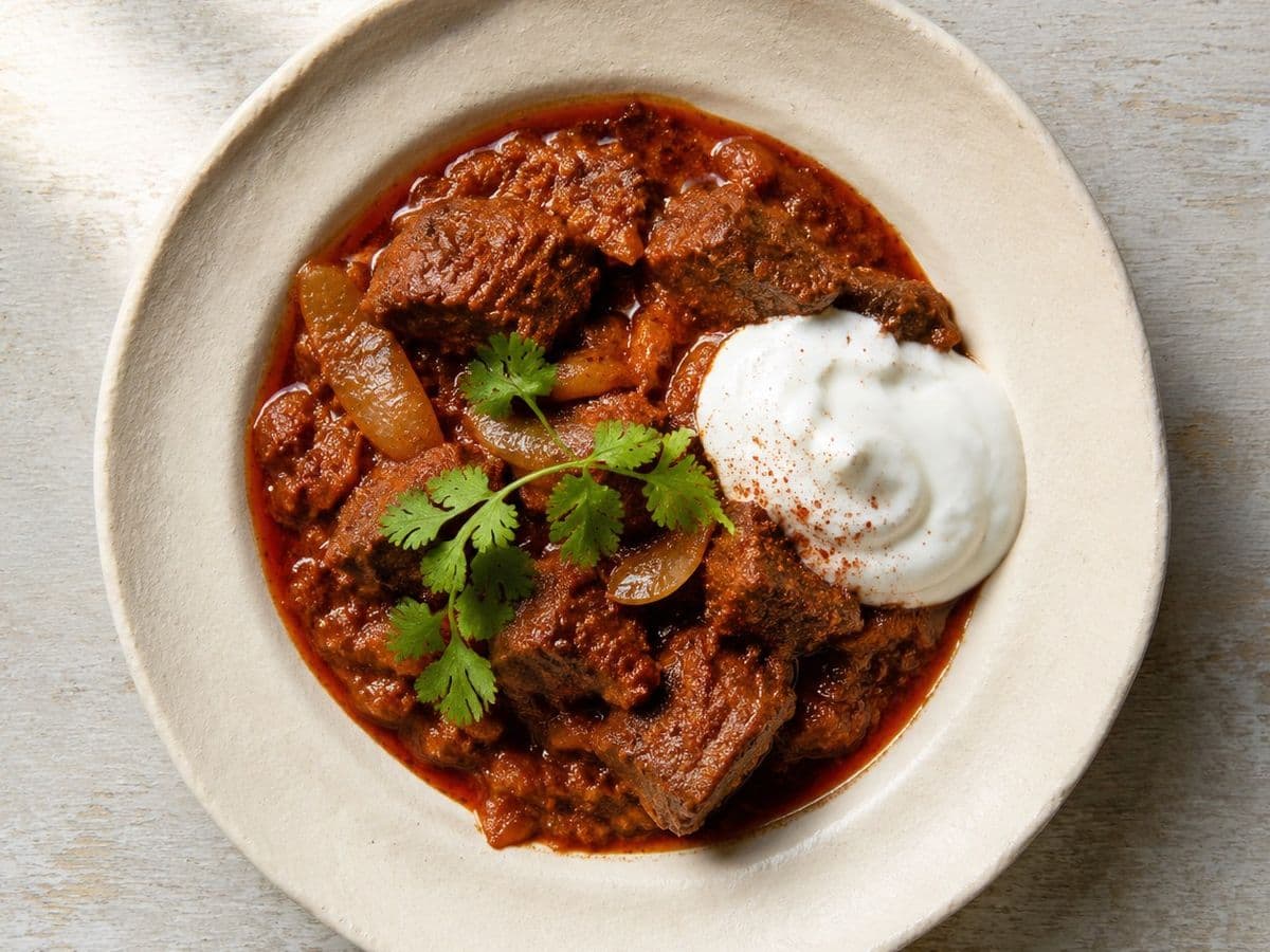 Rogan Josh, plated as one serving.