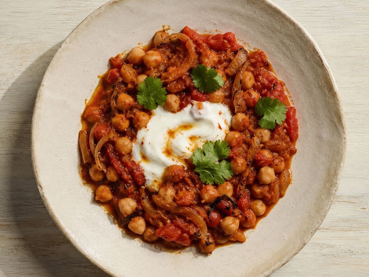 Chana Masala, plated as one serving.