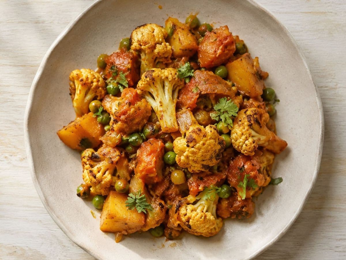 Aloo Gobi, plated as one serving.