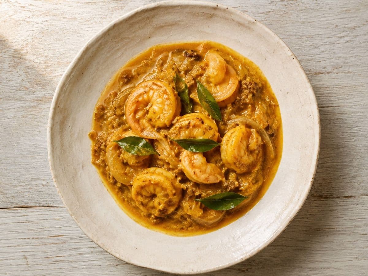 Prawn Curry, plated as one serving.