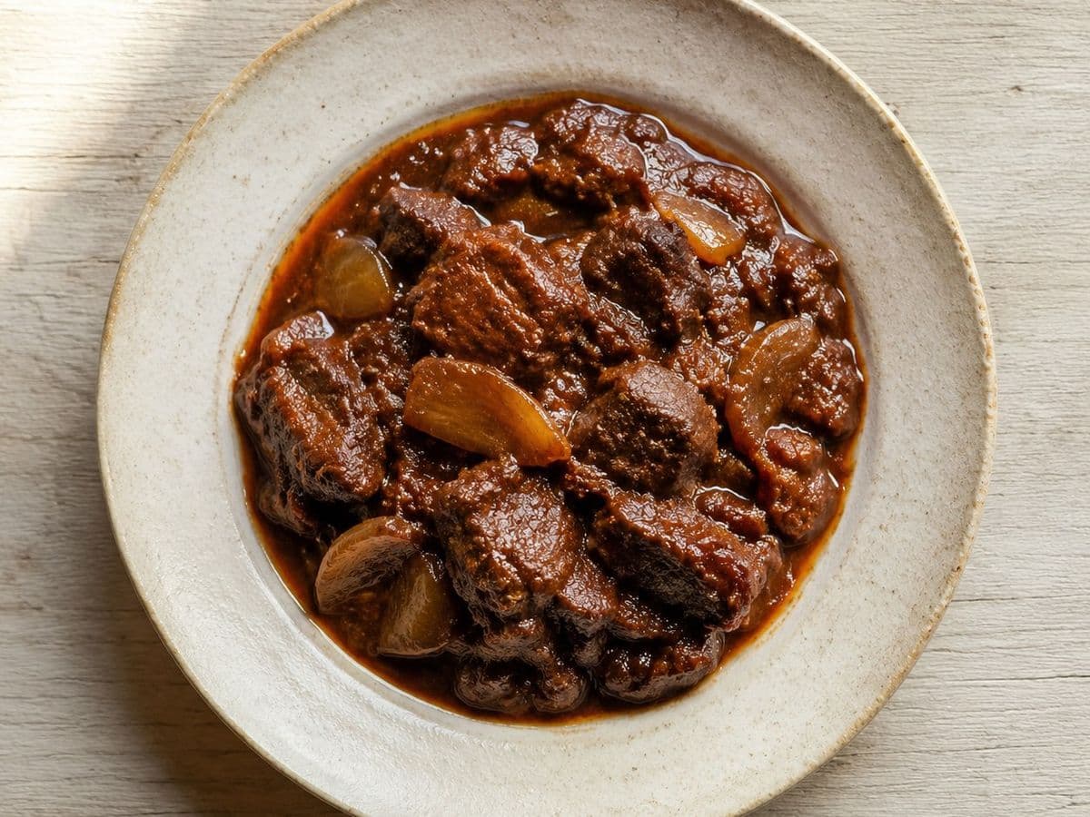 Lamb Vindaloo, plated as one serving.