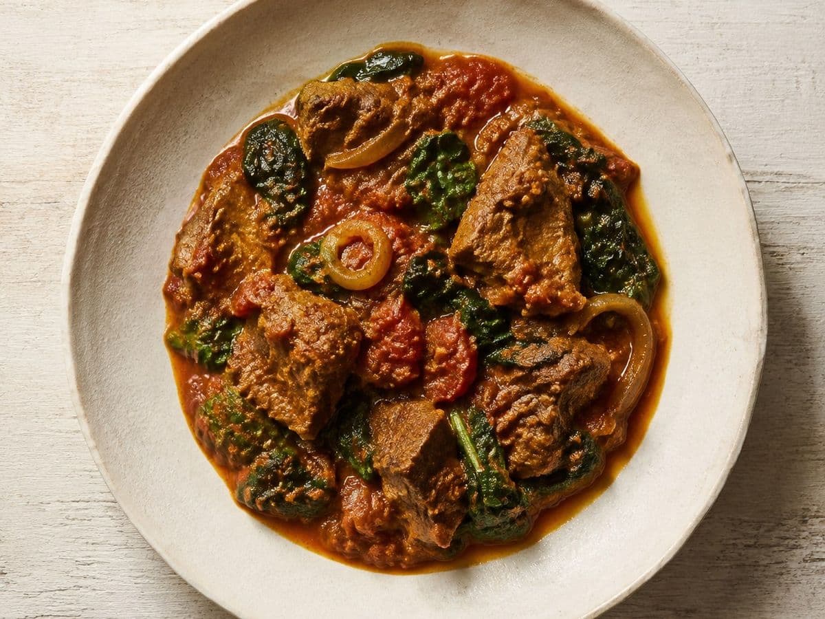 Lamb Curry, everyday, plated as one serving.