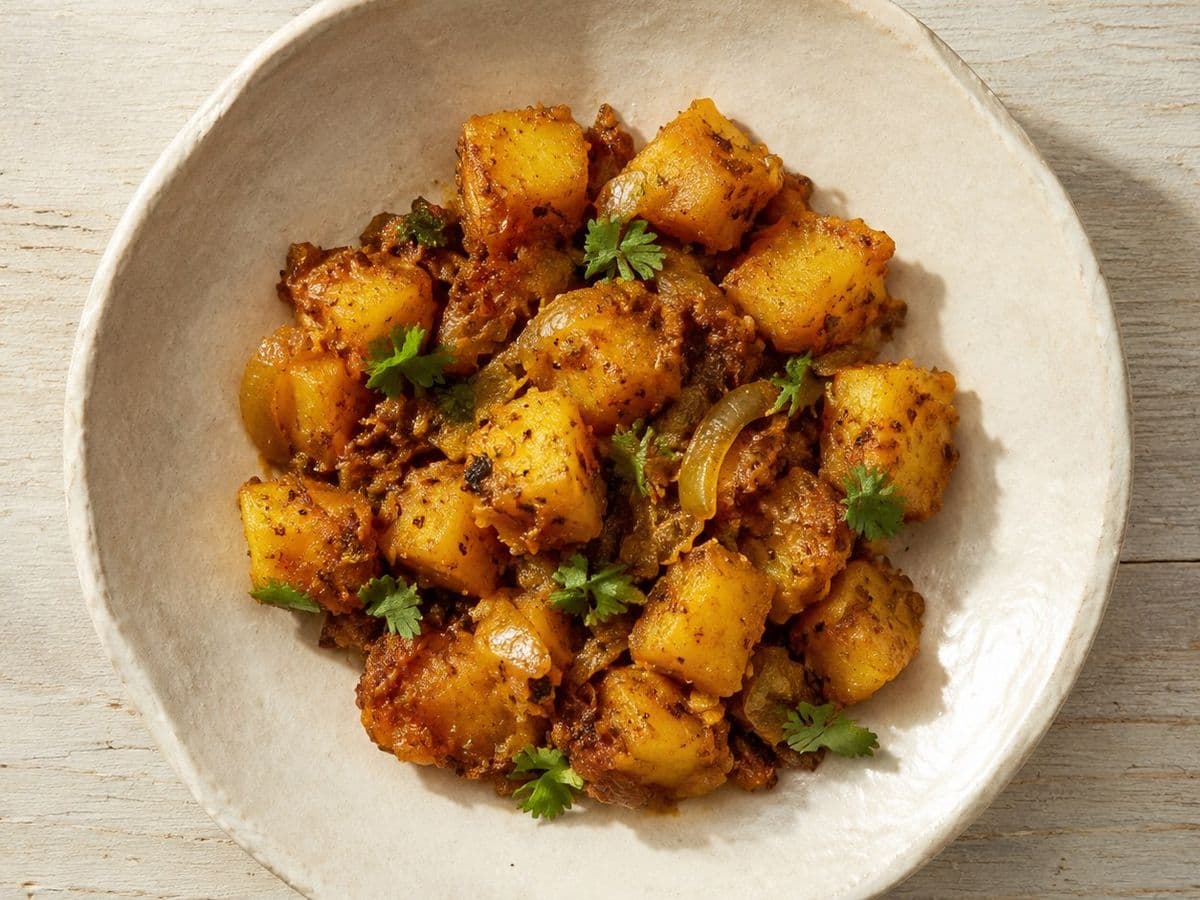 Bombay Potatoes, plated as one serving.