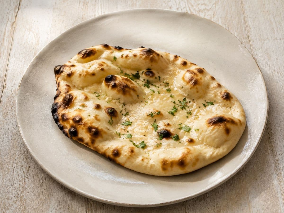 Naan, plated as one serving.