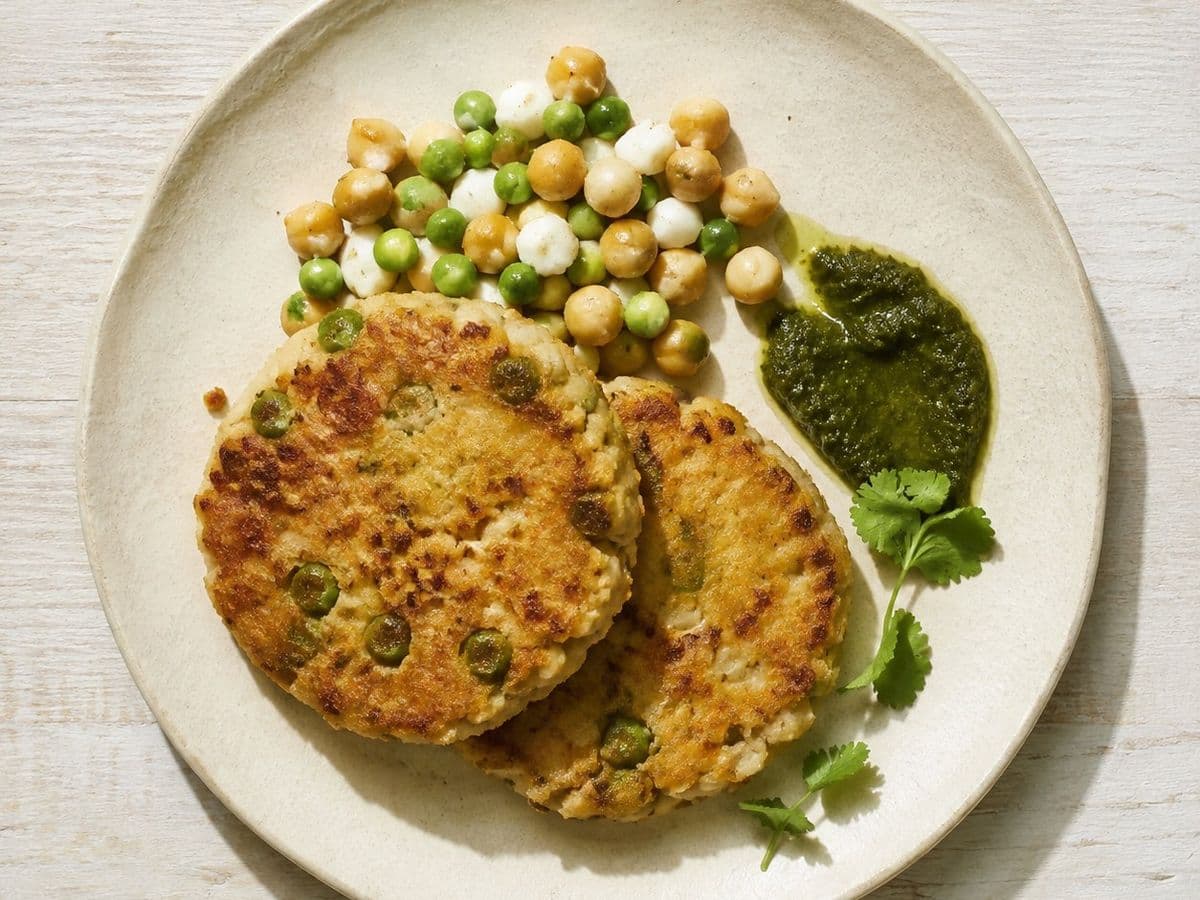 Aloo Tikki, plated as one serving.