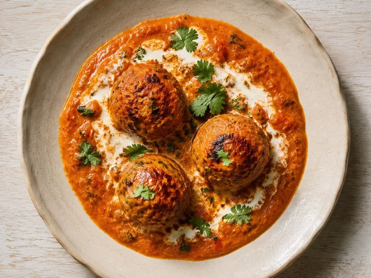 Malai Kofta, plated as one serving.