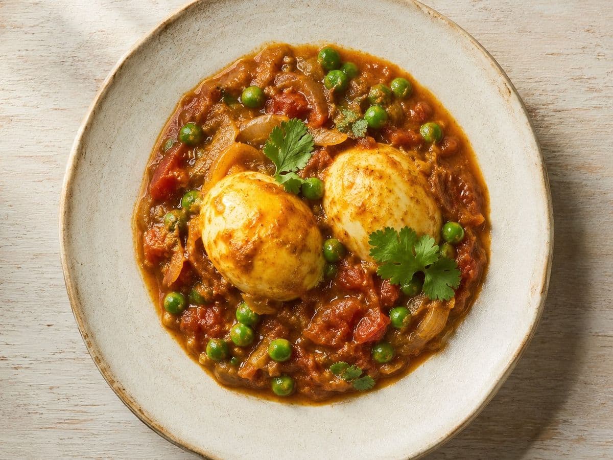 Egg Curry, plated as one serving.