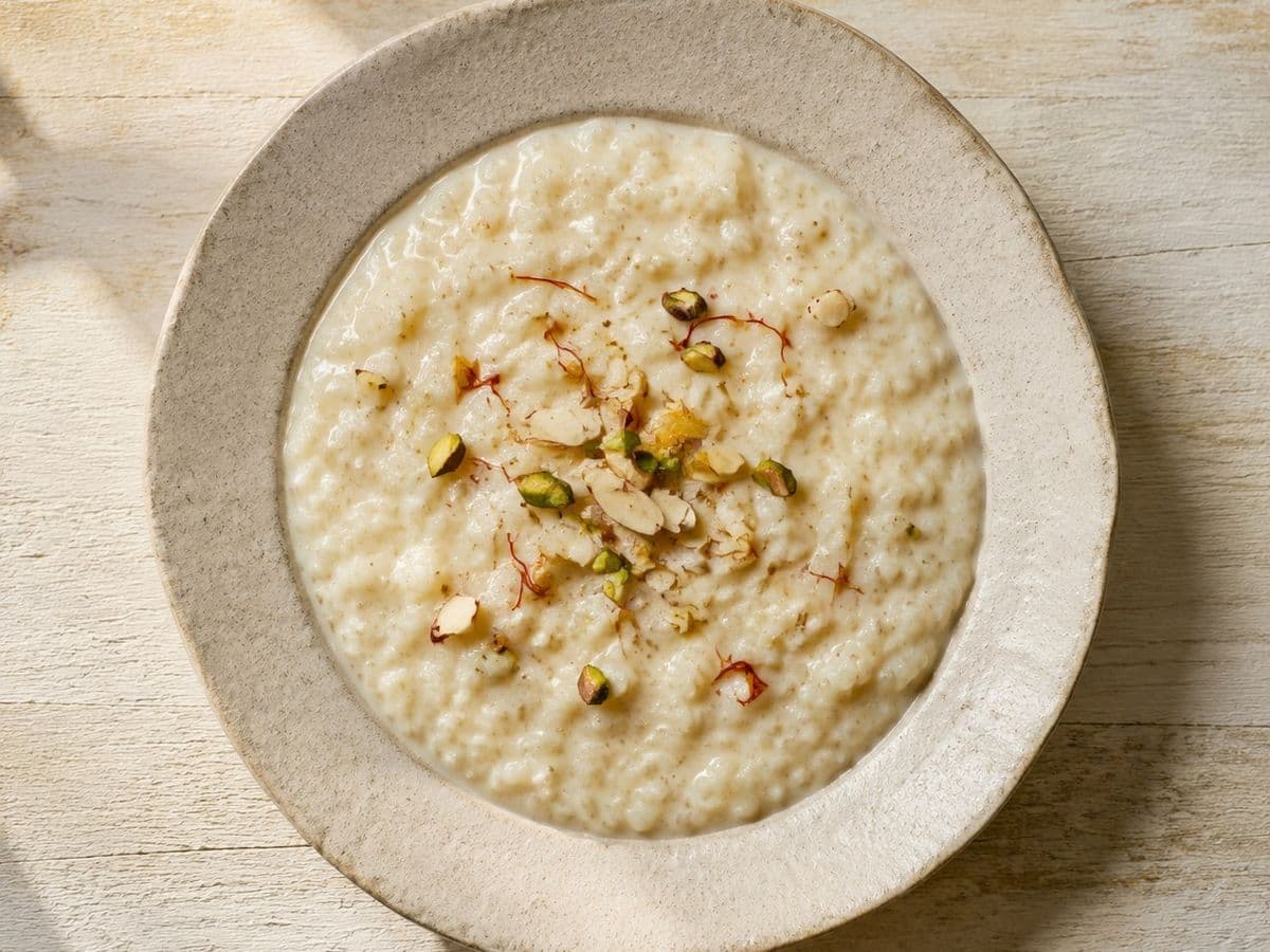 Kheer, plated as one serving.