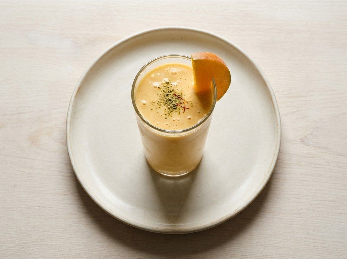 Mango Lassi, plated as one serving.