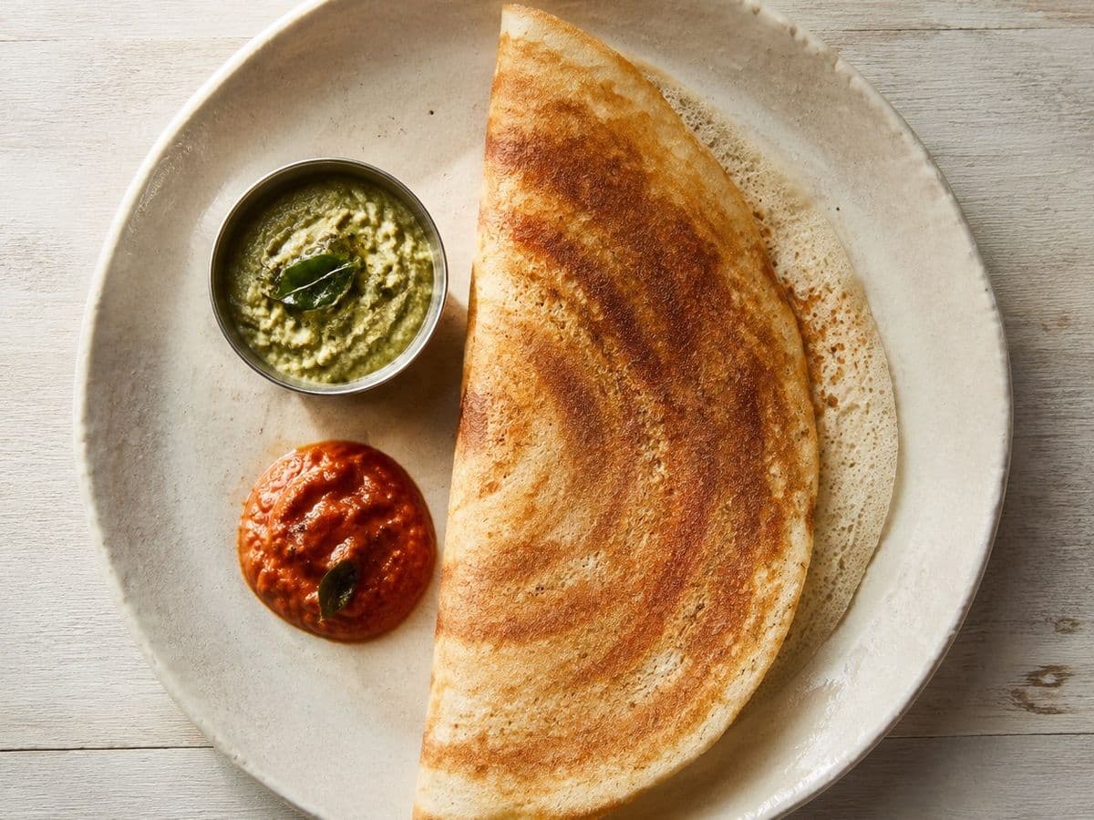 Dosa, plated as one serving.