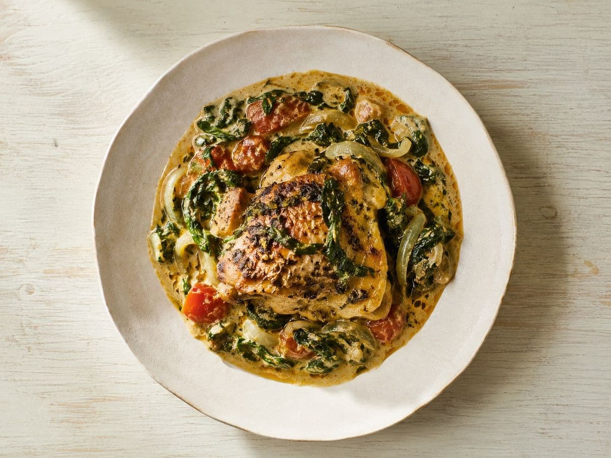 Methi Murgh, plated as one serving.