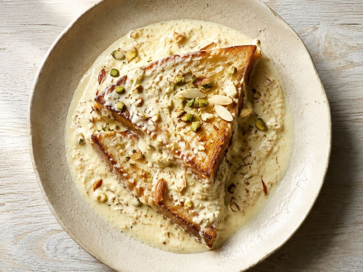 Shahi Tukda, plated as one serving.
