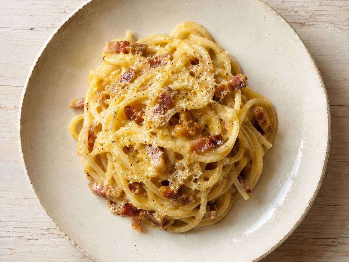 Carbonara, plated as one serving.